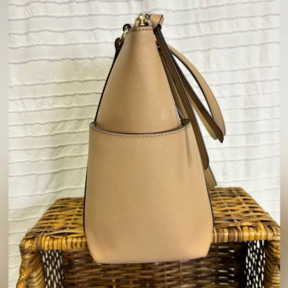 EUC Michael Kors Sullivan Top-Zip Tote Bag Tan Classic Chic Business Purse - Picture 3 of 15